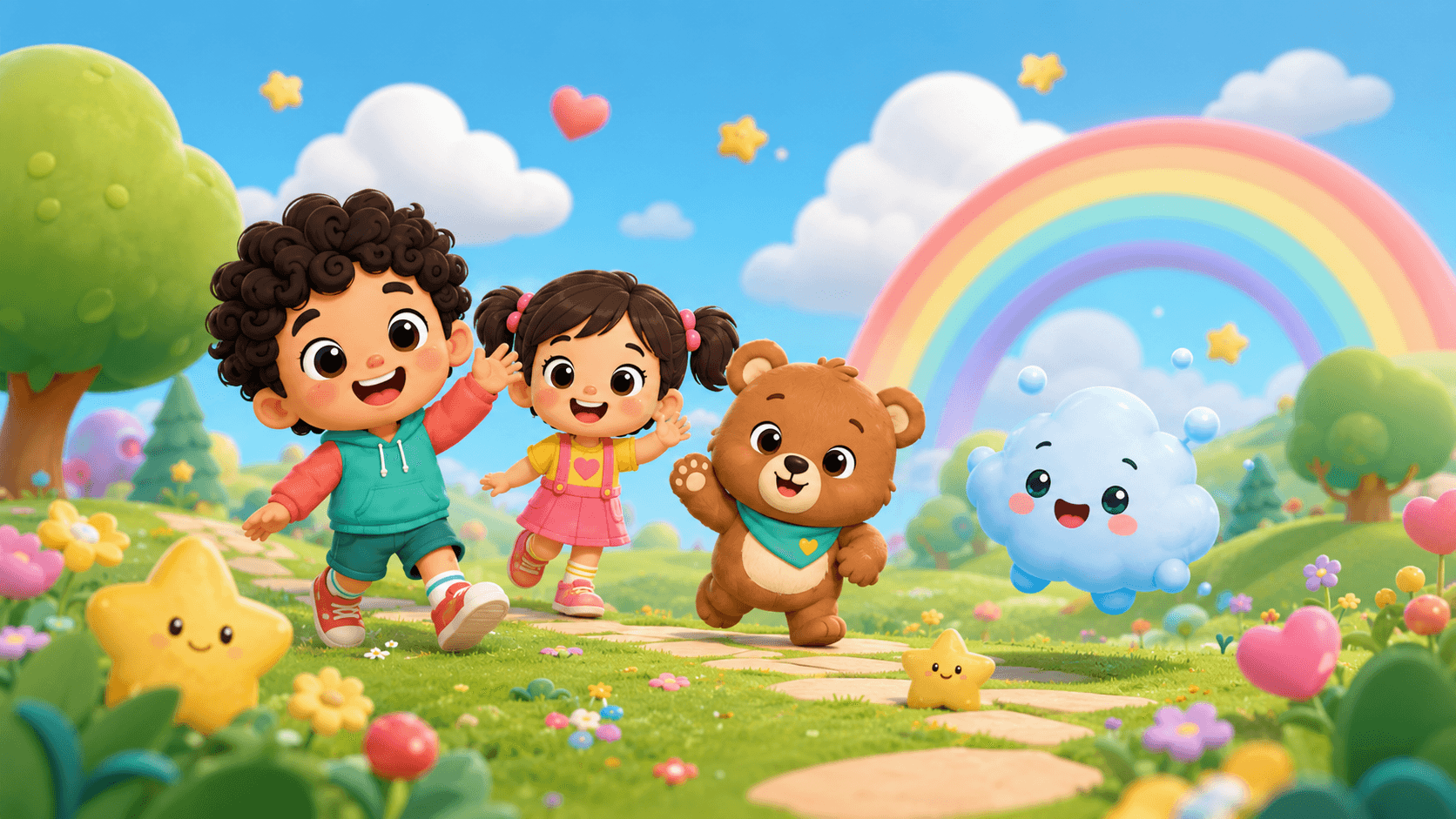 The Coco Kind Kids rainbow meadow world